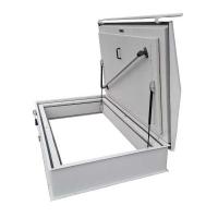 Люк для выхода на кровлю Небоскреб противопожарный EI60 утепленный с терморазрывом с поднятой крышкой